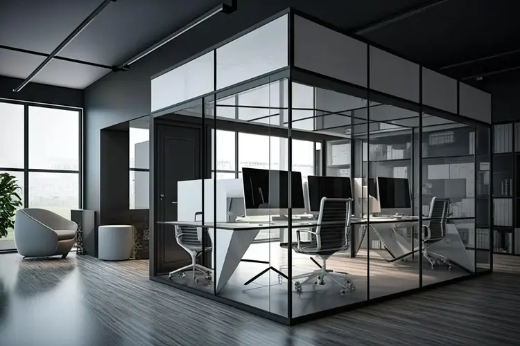 glass office cabin design