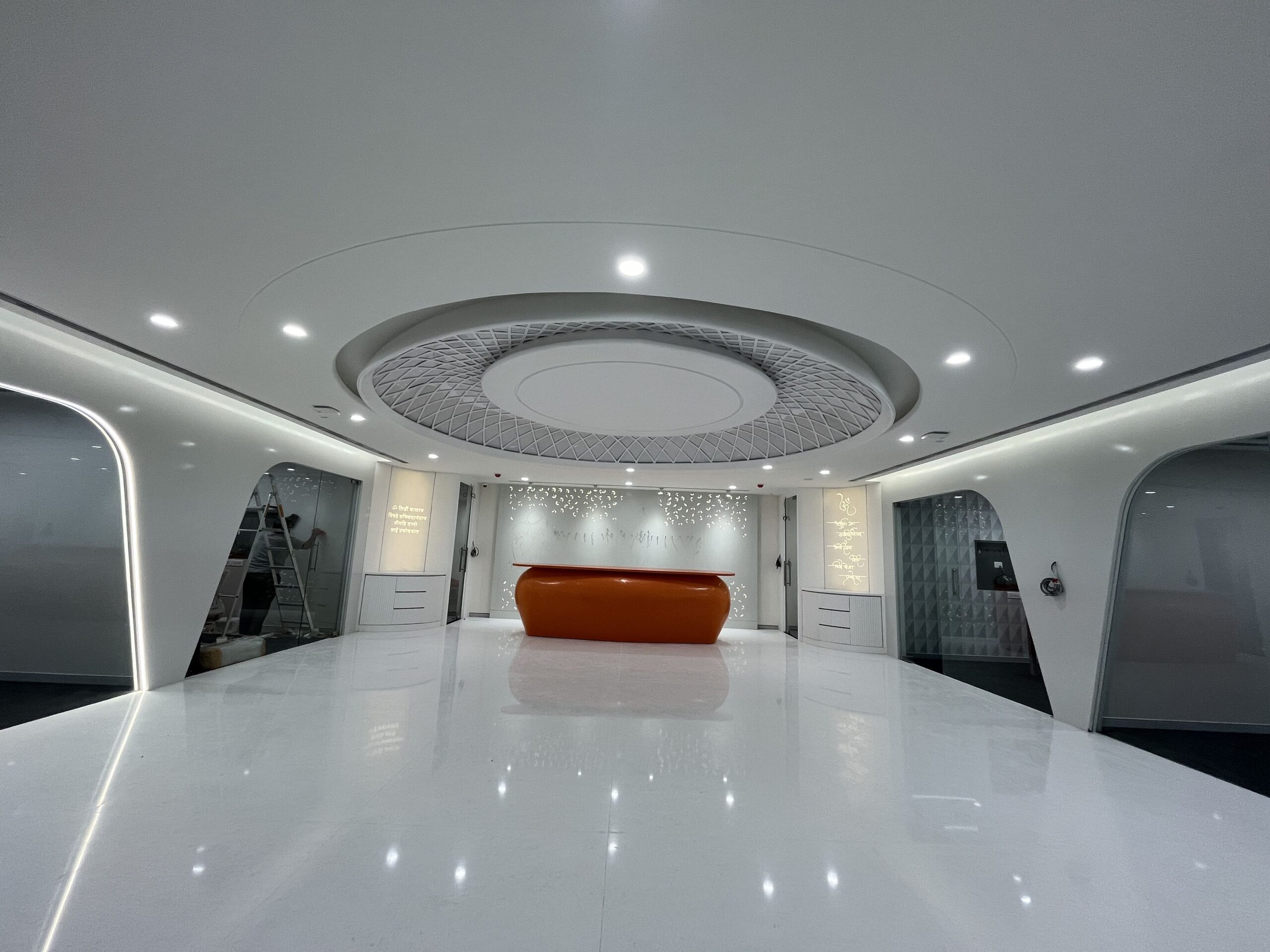 Spacious office reception area interior design in thane, mumbai