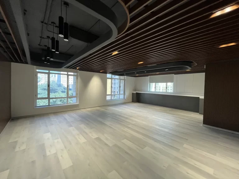 Modern reception area with warm lighting