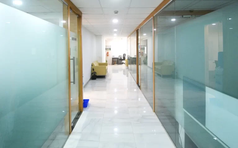 Spacious office corridor for corporate