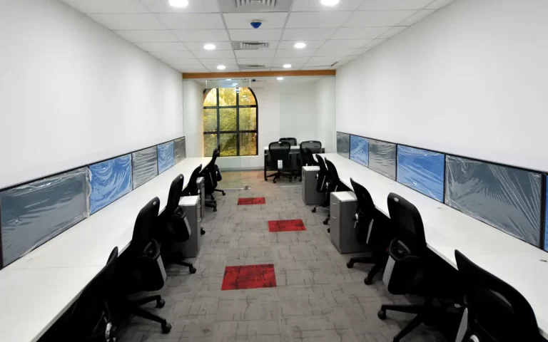 Private office with wooden desk