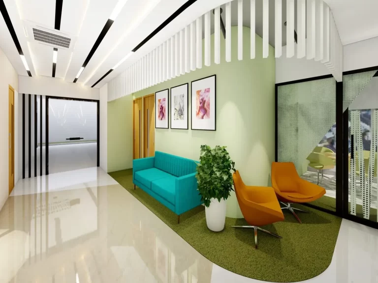 Modern comfortable seating area for corporate office