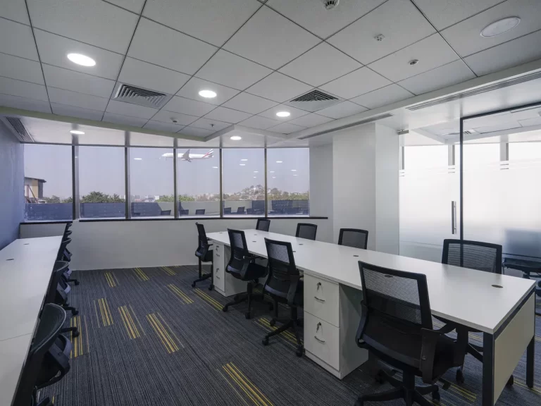 Modern corporate office with open floor plan