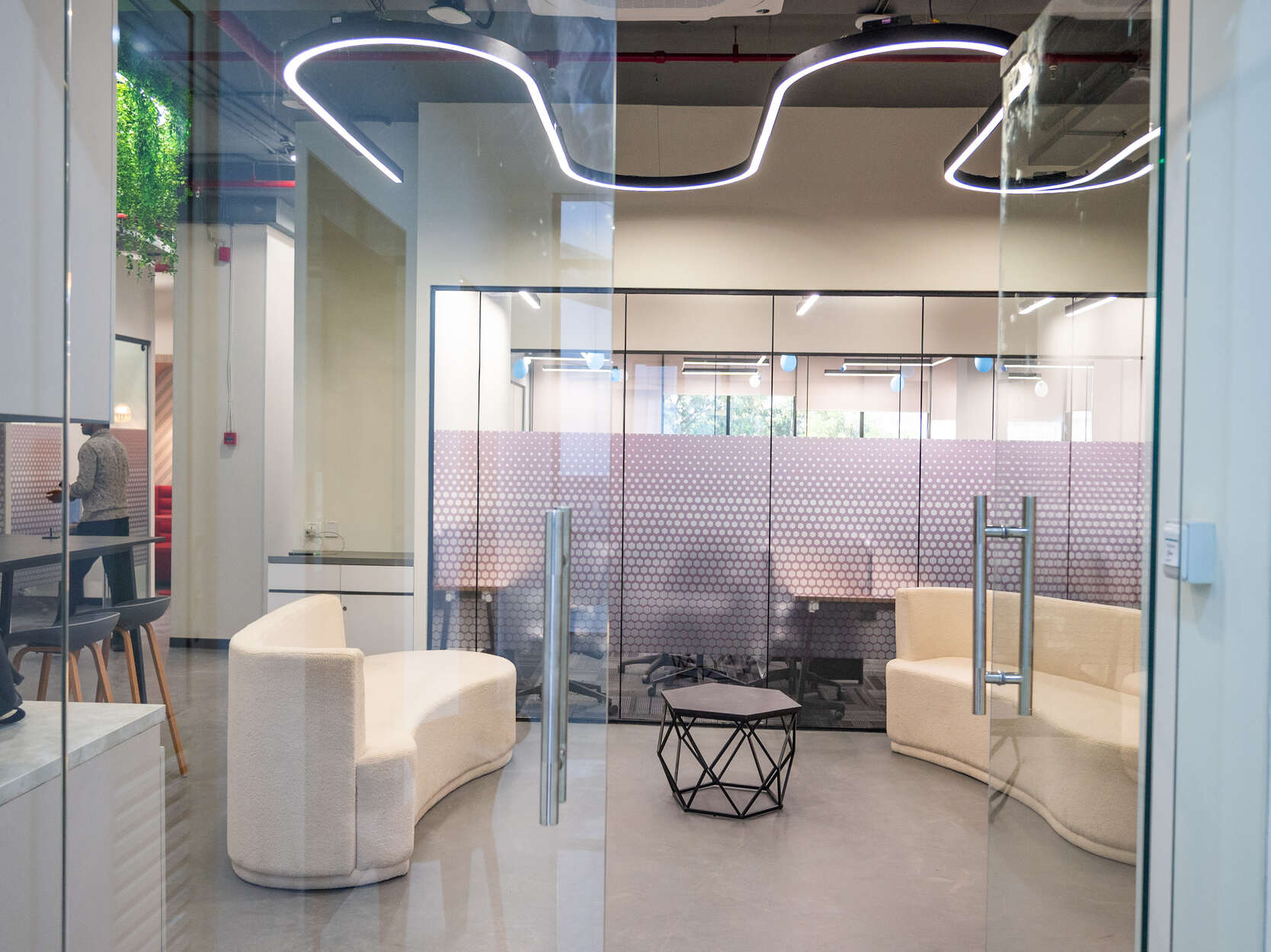 YesssWorks coworking space breakout zone designed by Whitehills Interior